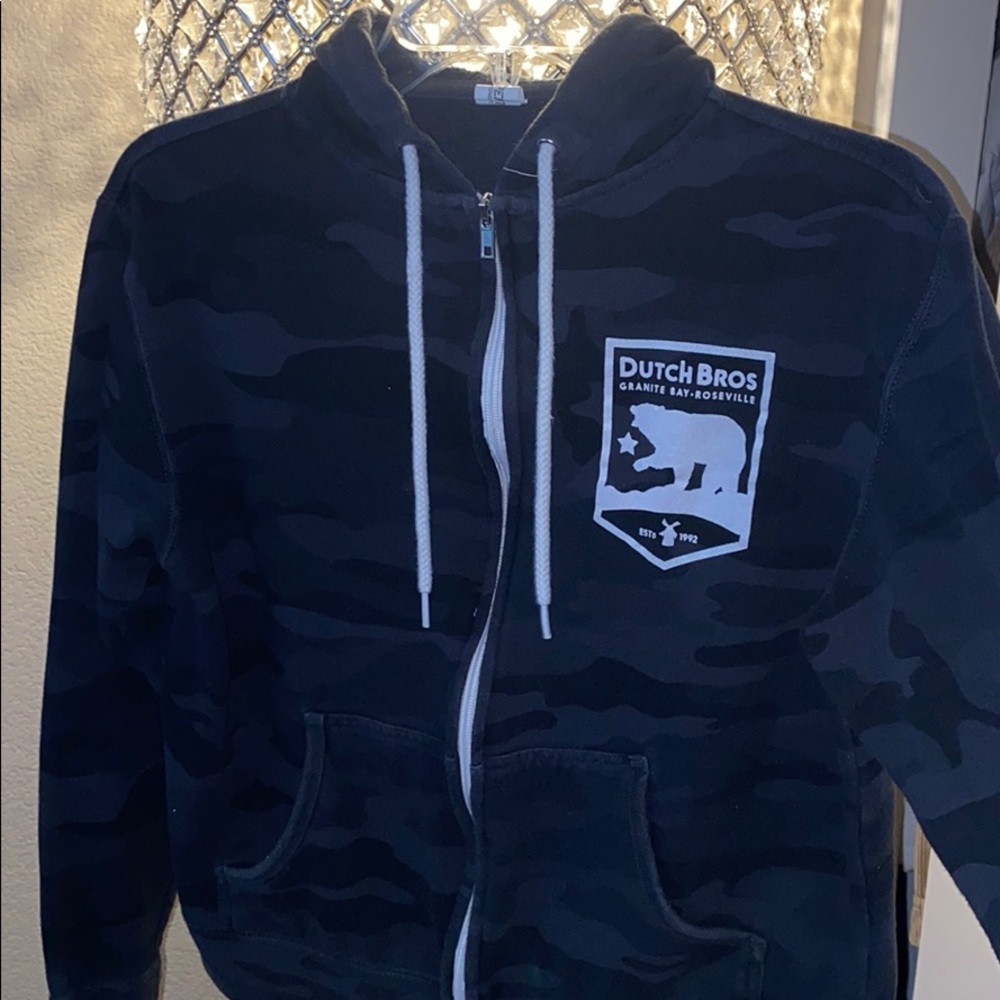 DUTCH BROS dark grey/black zip up hoodie